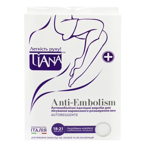 %Чулки антиэмболические Tiana 18-21мм 140 den белые размер 4