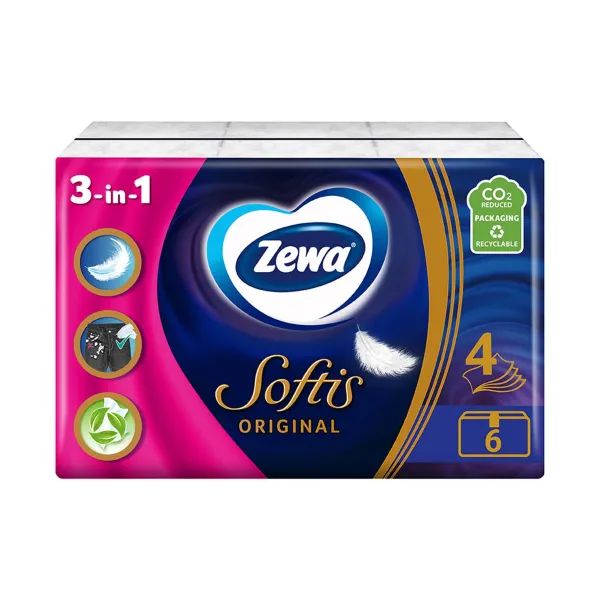 %Платки носовые Zewa softis №9х6