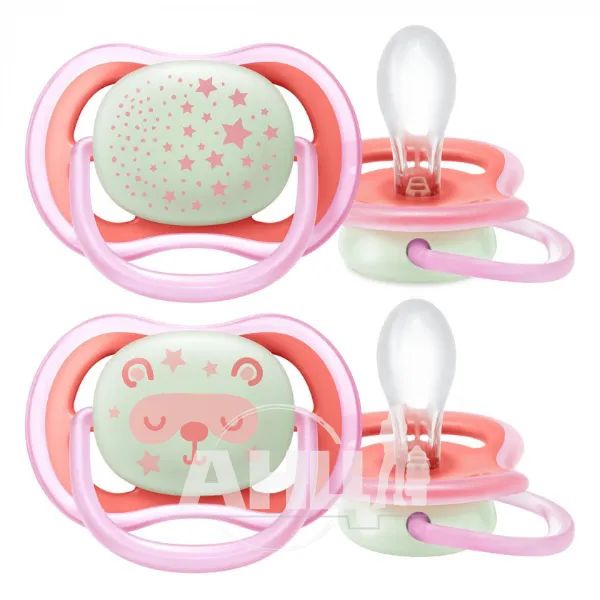 %Пустушка Philips AVENT 376/22 силіконова 6-18 міс нічна для дівчаток №2