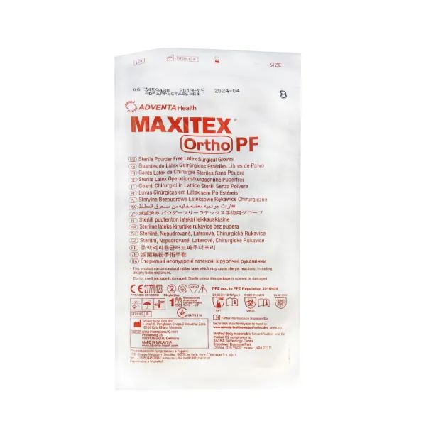 %Рукавички хірургічні стерильні латексні Maxitex ortho pf без пудри розмір 8 пара