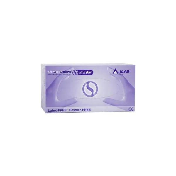%Рукавички оглядові нітрилові нестерильні без пудри Sempercare Skin2 розмір 8-9 (L) упаковка 100 пар