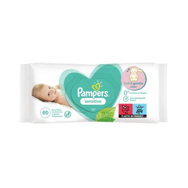 %Влажные салфетки Pampers Sensitive детские №80