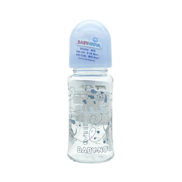 %Бутылочка для кормления Baby-Nova 44240 стекло декор 230 мл