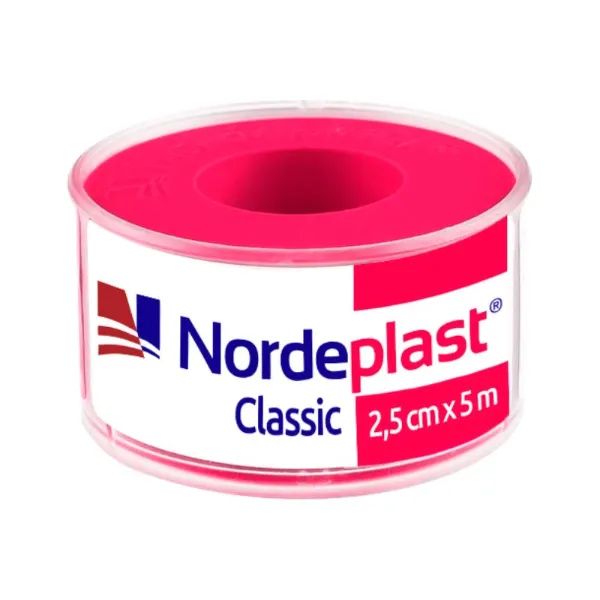 %ПЛАСТЫРЬ NORDEPLAST КАТУШЕЧНЫЙ 2,5 СМ Х 5 М, КАТУШКА ПЛАСТИК. 5765