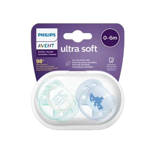 %Пустышка Philips Avent 222/01 ультра софт 0-6 мес для мальчиков №2