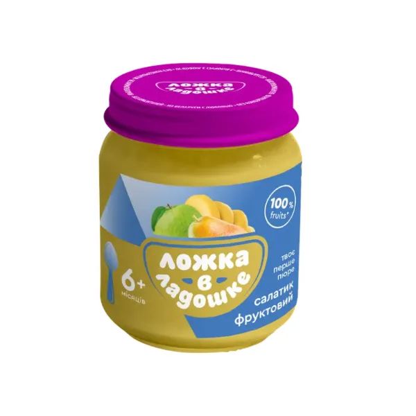 %Пюре Ложка в ладошке фруктовый салатик банан, яблоко, груша 100 г
