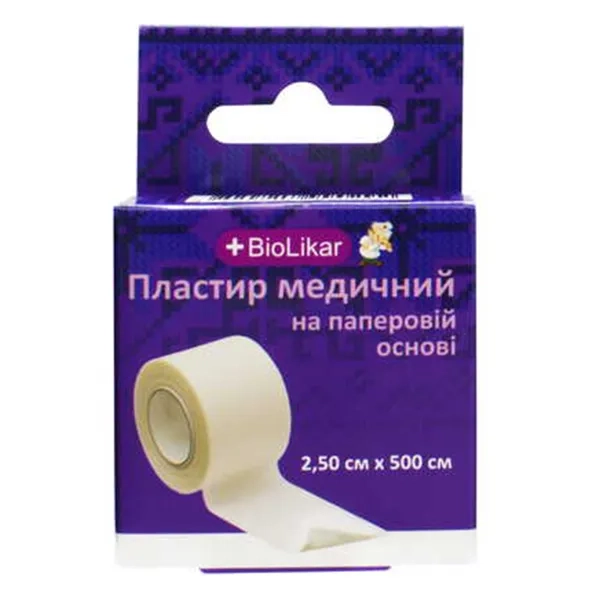 %Пластир BioLikar медичний на паперовій основі 2,5 см х 500 см