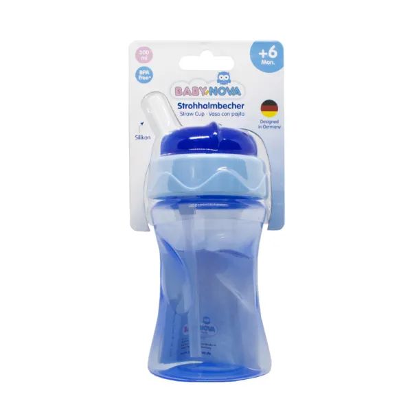 %Чашка з трубочкою Baby-Nova 34120-2 блакитна 300 мл