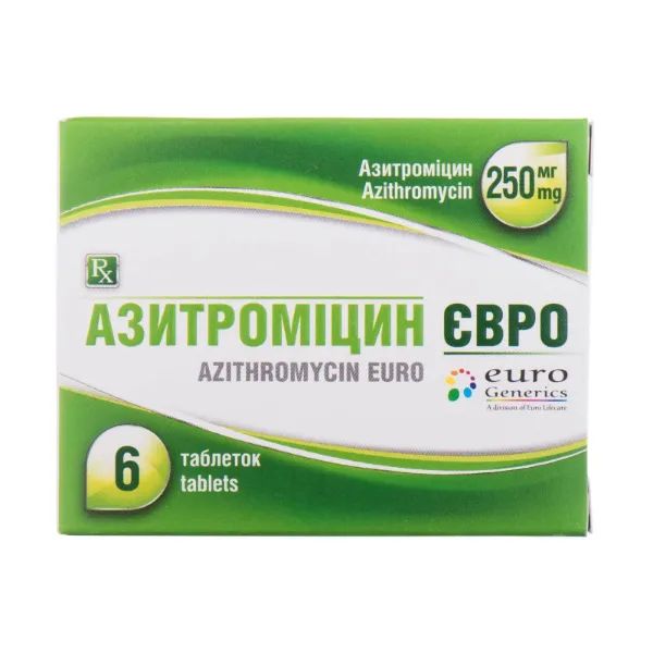 %Азитроміцин євро таблетки 250 мг №6