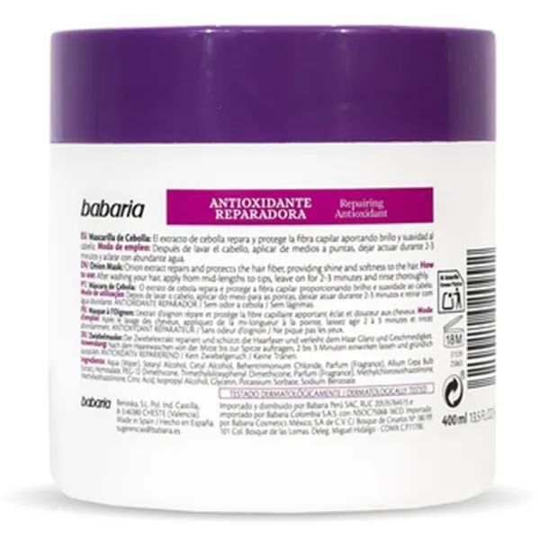 BABARIA МАСКА ДЛЯ ВОЛОС ЭКСТРАКТ ЛУКА 400МЛ 0992