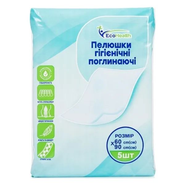 %Пелюшки гігієнічні ECOHEALTH поглинаючі 60 см х 90 см №5