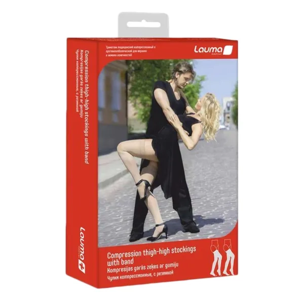 %Панчохи компресійні Lauma Medical AG 309 з миском з гумкою 2 клас компресії колір натуральний розмір 4D