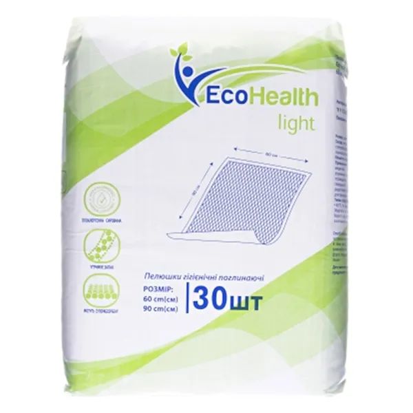 %Пелюшки гігієнічні ECOHEALTH LIGHT поглинаючі 60 см х 90 см №30