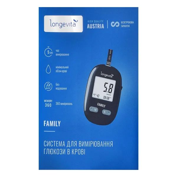 %Глюкометр Longevita Family Фемілі