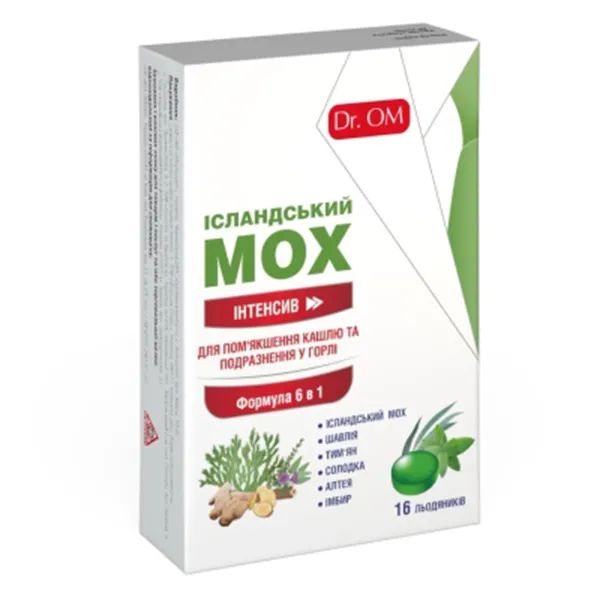 %ИСЛАНД.МОХ ИНТЕНСИВ ЛЕДЕНЦЫ DR.OM №16 МЯТА ЭВКАЛИПТ  1009