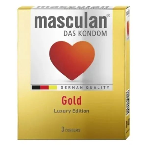 %Презервативи Masculan Gold золотого кольору №3