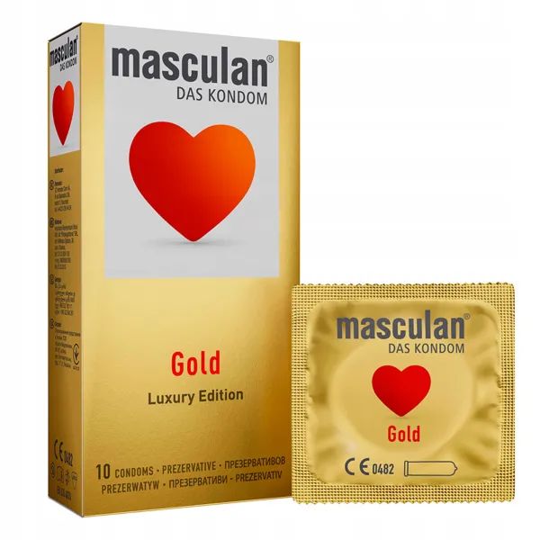 %Презервативы Masculan Gold золотого цвета №10
