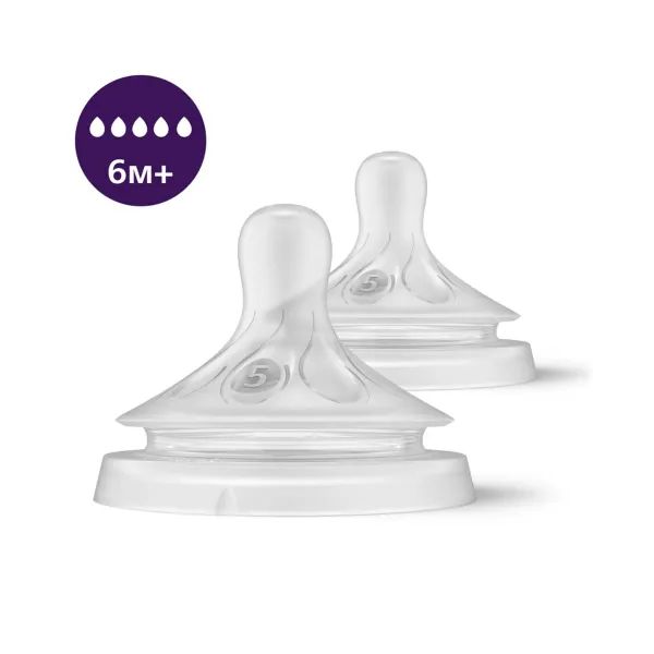 %Соска силіконова AVENT SCY 965/02 Naturals швидкий потік №2