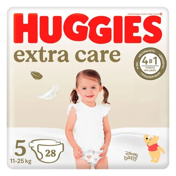 %Підгузки дитячі гігієнічні Huggies Extra Care розмір 5 (11-25 кг) №28