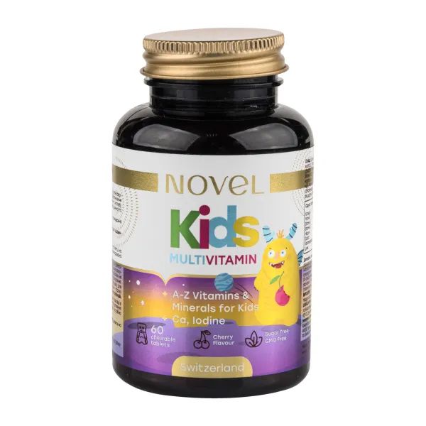 %Вітаміни Новел Novel KIDS Multivitamin + Mineral таблетки жувальні зі смаком вишні №60