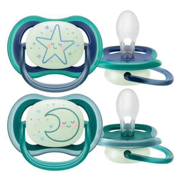 %Пустышка ортодонтическая силиконовая ночная Philips Avent SCF 376/13 Ultra Air Night 6-18 месяцев №2