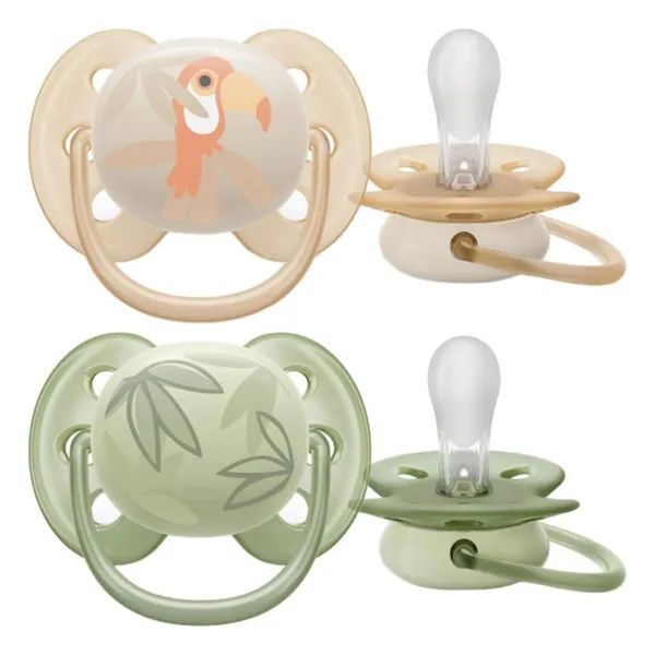 %Пустышка ортодонтическая силиконовая ультрамягкая Philips Avent SCF 091/07 Ultra Soft 0-6 месяцев №2