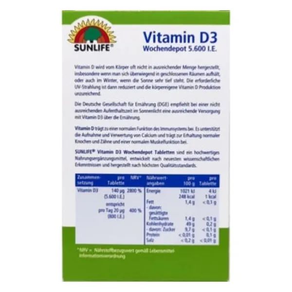 САНЛАЙФ ВИТАМИНЫ SUNLIFE ВИТАМИН Д-3 5600МЕ ТАБЛ. №20