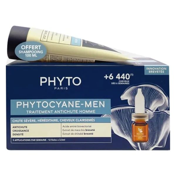 PHYTO НАБОР СР-ВО 3,5МЛ №12 ФИТОЦИАН П\ВЫПАД. ВОЛОС Д/МУЖЧ.+ШАМП. 100МЛ  8231