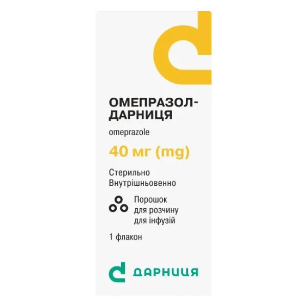 %Омепразол-Дарниця порошок для розчину для інфузій 40 мг флакон №1