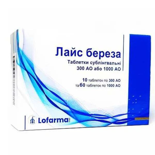 %Лайс Береза таблетки сублингвальные блистер 300 АЕ №10 + 1000 АЕ №60