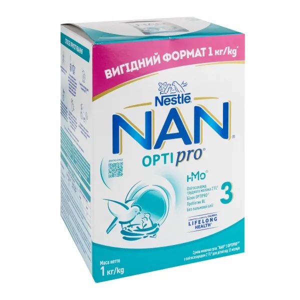 %Смесь сухая молочная Nestle NAN 3 Optipro для детей с 12 месяцев 1000 г (2 х 500 г)