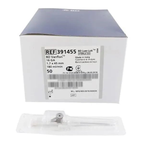 КАНЮЛЯ (КАТЕТЕР) В/В ВЕНФЛОН G16 (1,7Х45 ММ) №50 (391455)