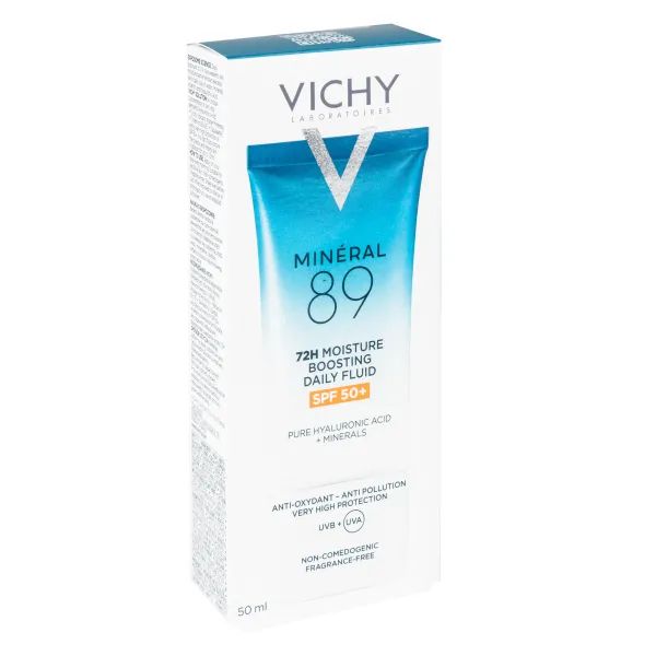 Щоденний зволожувальний сонцезахисний флюїд Vichy Мінерал 89 SPF 50+ для шкіри обличчя 50 мл