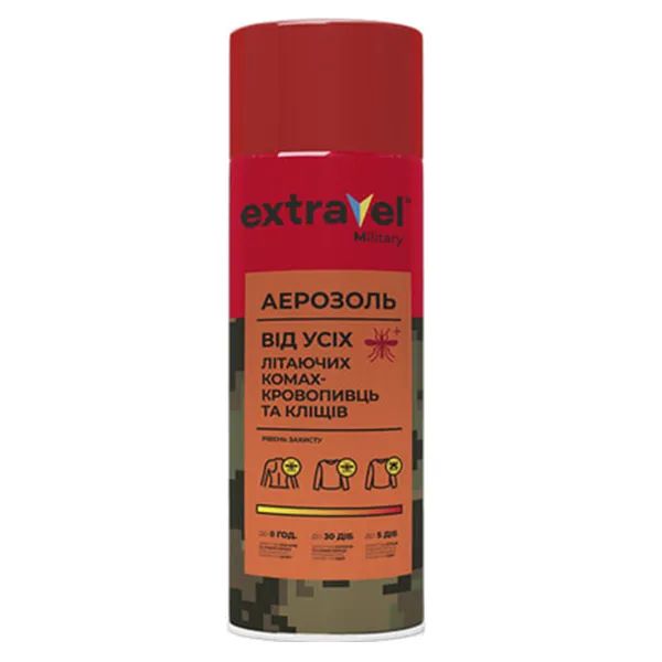 EXTRAVEL МИЛИТАРИ АЭРОЗОЛЬ 125МЛ ОТ ВСЕХ ЛЕТАЮЩИХ НАСЕКОМЫХ И КЛЕЩЕЙ  1729