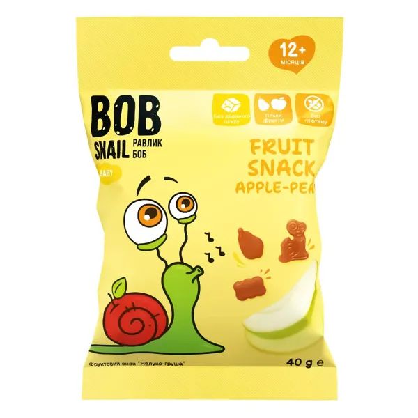 %Снек фруктовый Улитка Боб Bob Snail яблоко-груша 40 г