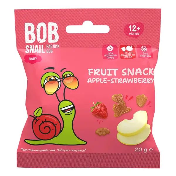 %Снек фруктовый Улитка Боб Bob Snail яблоко-клубника 20 г