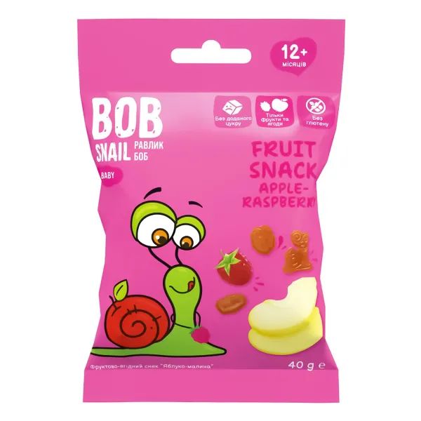 %Снек фруктовый Улитка Боб Bob Snail яблоко-малина 40 г