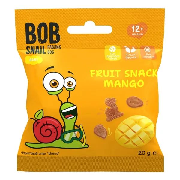 %Снек фруктовий Равлик Боб Bob Snail манго 20 г