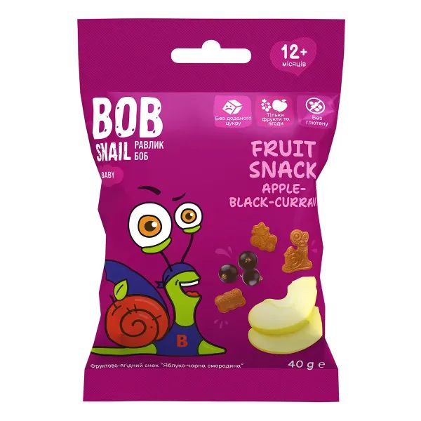 %Снек фруктовий Равлик Боб Bob Snail чорна смородина 40 г