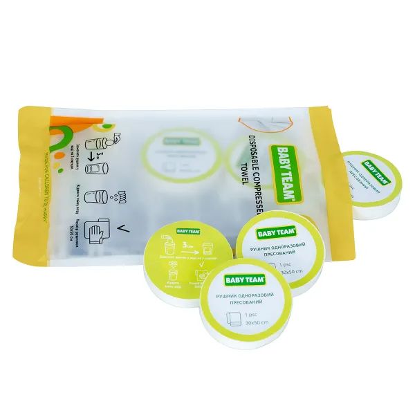BABY TEAM 0155 ПОЛОТЕНЦА ОДНОРАЗОВЫЕ ПРЕССОВАНЫЕ №6