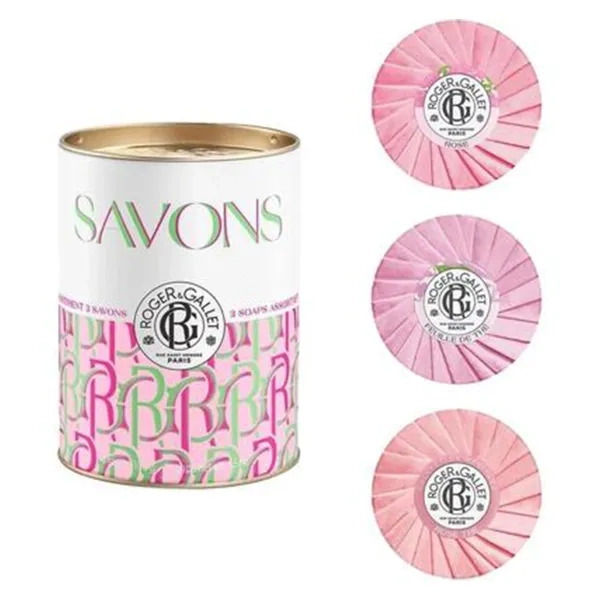 ROGER&GALLET НАБОР МЫЛО ТВ. РОЗА, ЛИСТ ЧАЯ, ЧАЙНАЯ РОЗА 3Х100Г  5550