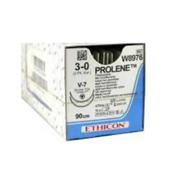 %Шовный материал Пролен Prolene USP 3/0 W8976 нерассасывающийся длина 90 см, игла колюче-режущая Tapercut 26 мм, 1/2 круга, 2 иглы