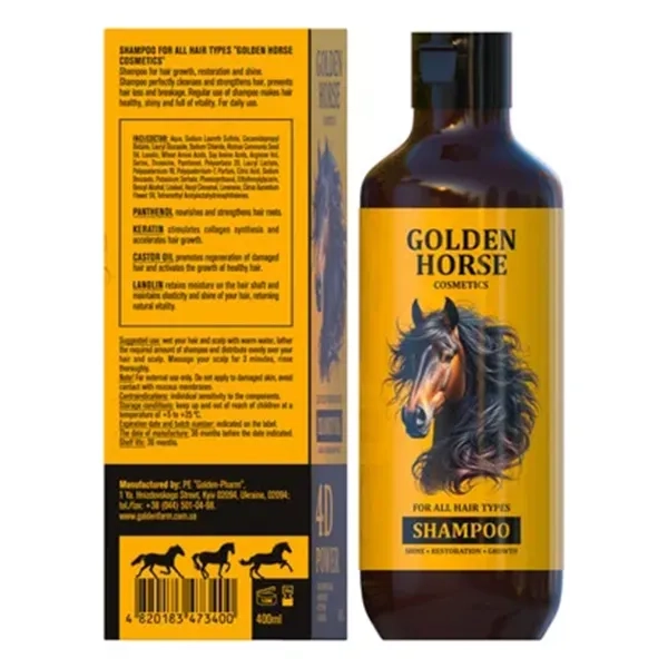 ГОЛДЕН ХОРС ШАМПУНЬ 4D POWER ДЛЯ ВСЕХ ТИПОВ ВОЛОС 400МЛ  3400