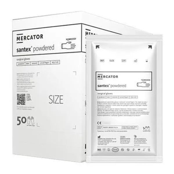 ПЕРЧАТКИ ХИР. СТ. SANTEX ЛАТ. Р.7,5 С ПУДРОЙ ПАРА