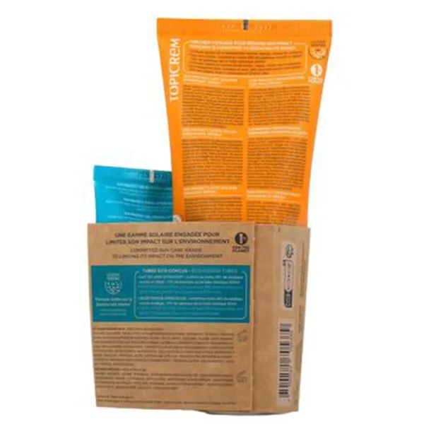 Набор Топикрем Topicrem Сан Протект Увлажняющее солнцезащитное молочко SPF50+ 200 мл + Тонизирующий гель для тела после загара 50 мл