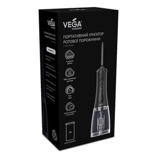 ИРРИГАТОР ПОРТАТИВНЫЙ VEGA Д/ПОЛОСТИ РТА VT-1500 В ЧЕРНЫЙ