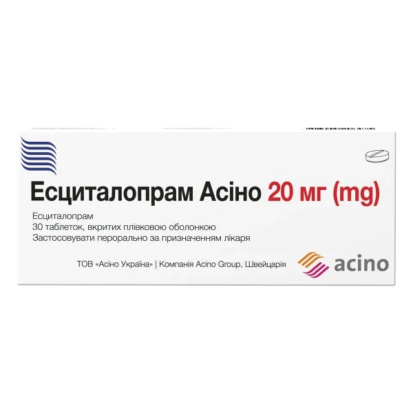 ЭСЦИТАЛОПРАМ-АСИНО ТАБЛ. 20 МГ №30