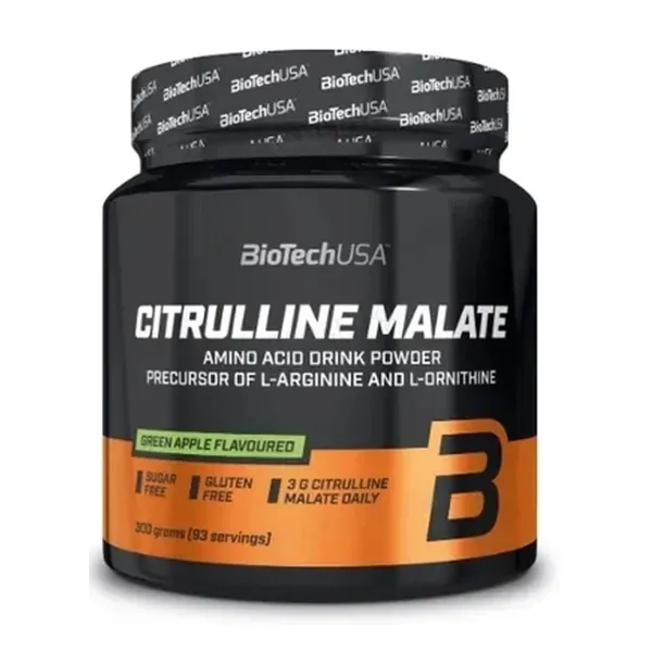 %Аминокислота Biotech Citrulline Malate Цитруллин Малат Зеленое яблоко порошок банка 300 г