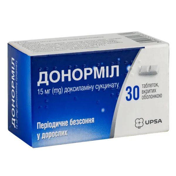 %Донорміл таблетки вкриті оболонкою 15 мг туба №30
