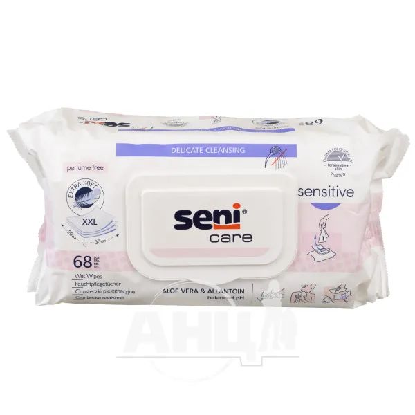 %Вологі серветки Seni Care Sensitive №68